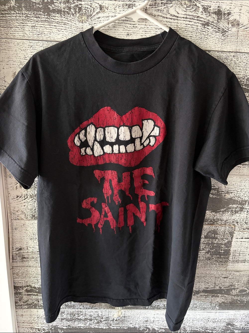 G-Eazy Black Graphic Short Sleeve Tee with Red Lip and 'The Saint' Print